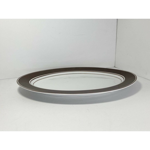 Fitz & Floyd RONDELET DARK BROWN, 14” Oval Serving Platter, Porcelain MCMLXXV - Picture 2 of 5